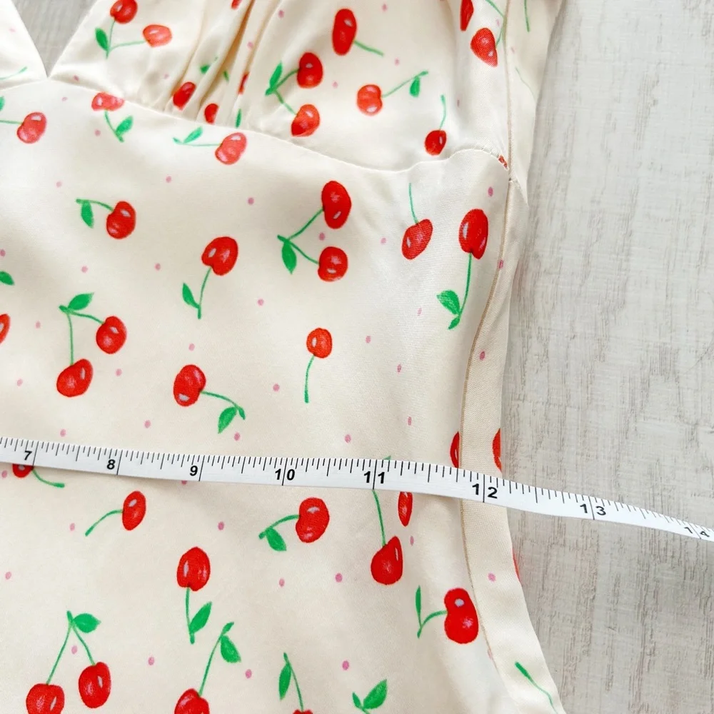Zara cherry print satin mini dress - Picture 9 of 12